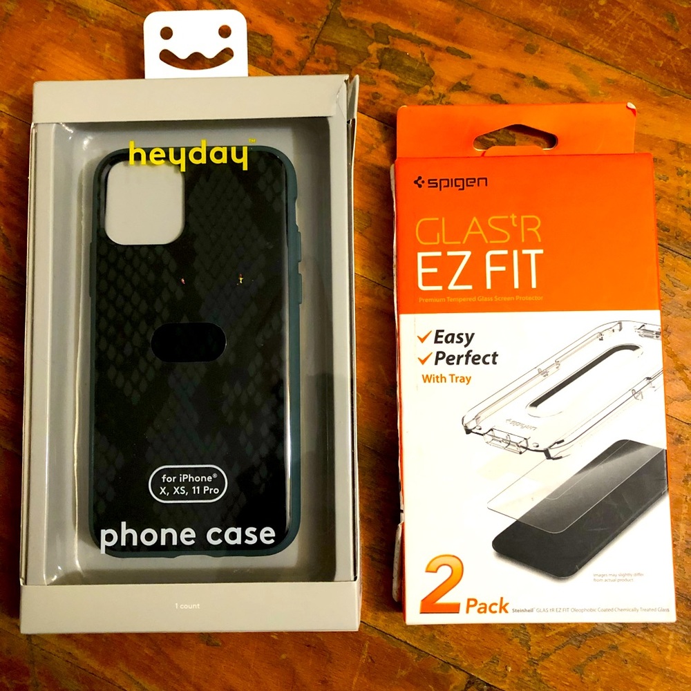 IPhone X XS Pro Heyday black phone case with protective glass kit